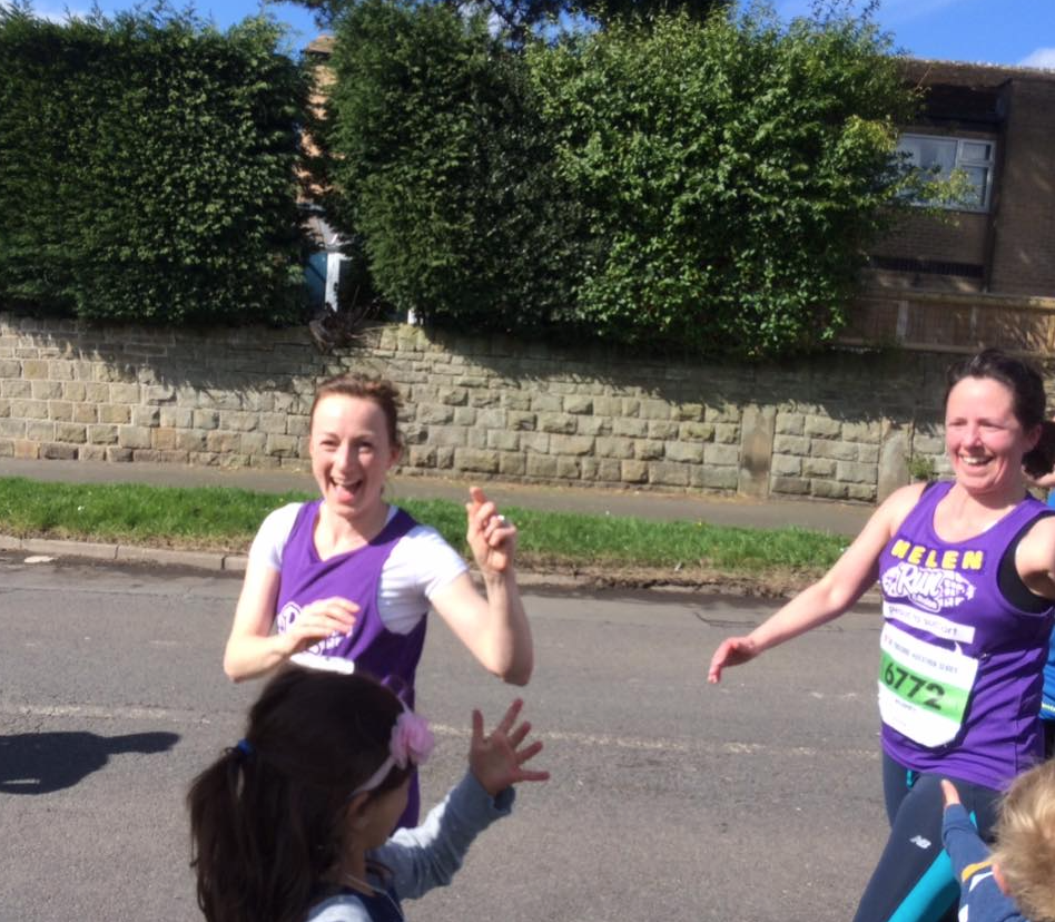 Sarah & Helen looking happy at the jelly baby pit stop